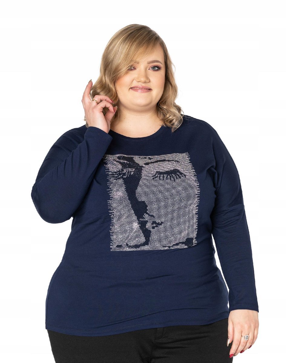 Duża Bluzka Damska Koszulka Długi Rękaw 2103-06