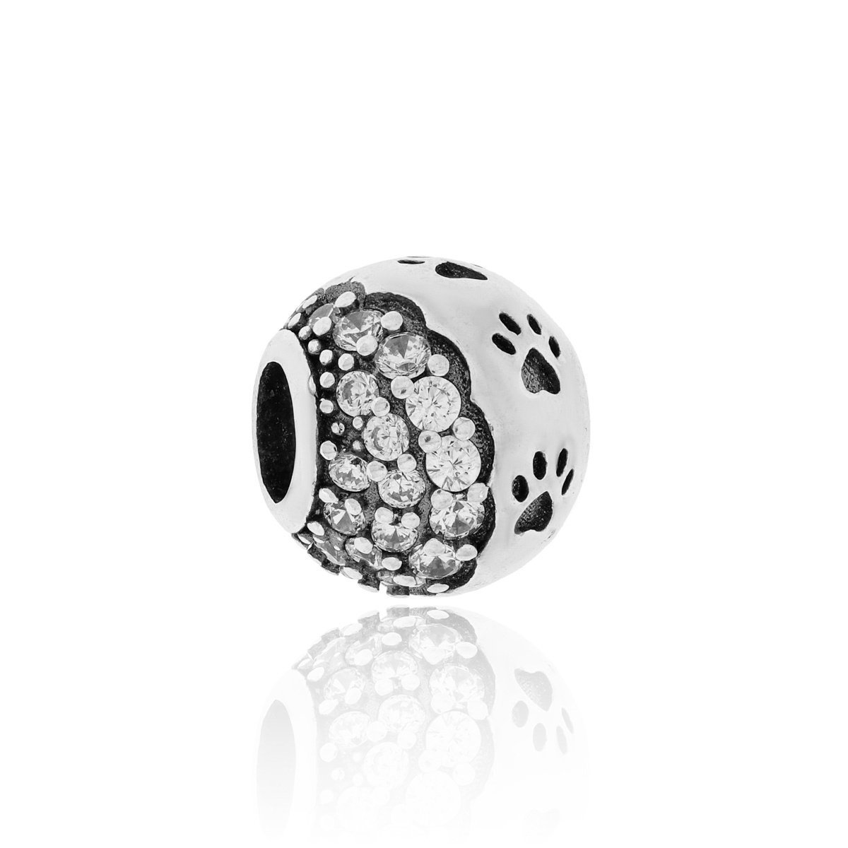 Srebrna zawieszka do bransoletki charms łapka z cyrkoniami pr. 925