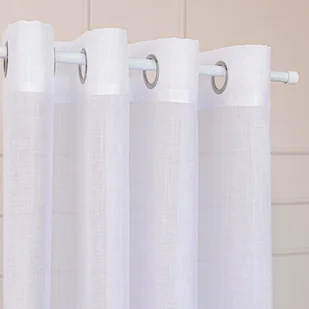 Gotowa firana na przelotkach, z białej błyszczącej przędzy o strukturze płótna, Nala, 140x260 cm - Firany - miniaturka - grafika 1