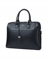 Torby na laptopy - PUCCINI Torba Na Laptopa Damska Czarna z Ozdobnym Brelokiem BAXP00261-1 - miniaturka - grafika 1