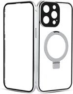 Etui i futerały do telefonów - INF Magnetyczne etui HD Clear ze stojakiem na iPhone'a Srebro iPhone 14 - miniaturka - grafika 1