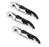 Korkociągi i otwieracze - zestaw 3 korkociągów do wina ze stali nierdzewnej 12 cm nóż kelnerski otwieracz do wina z otwieraczem do butelek i nożykiem do folii nóż sommelierski wielofunkcyjne sztućce kelnerskie korkociąg do wina korkociąg ręczny - miniaturka - grafika 1