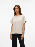 Koszulki i topy damskie - Vero Moda Koszulka w kolorze beżowym - miniaturka - grafika 1