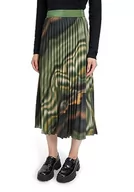 Spódnice - Cartoon Damska spódnica plisowana z otwartym obszyciem, zielony/ciemnozielony, 42 - miniaturka - grafika 1