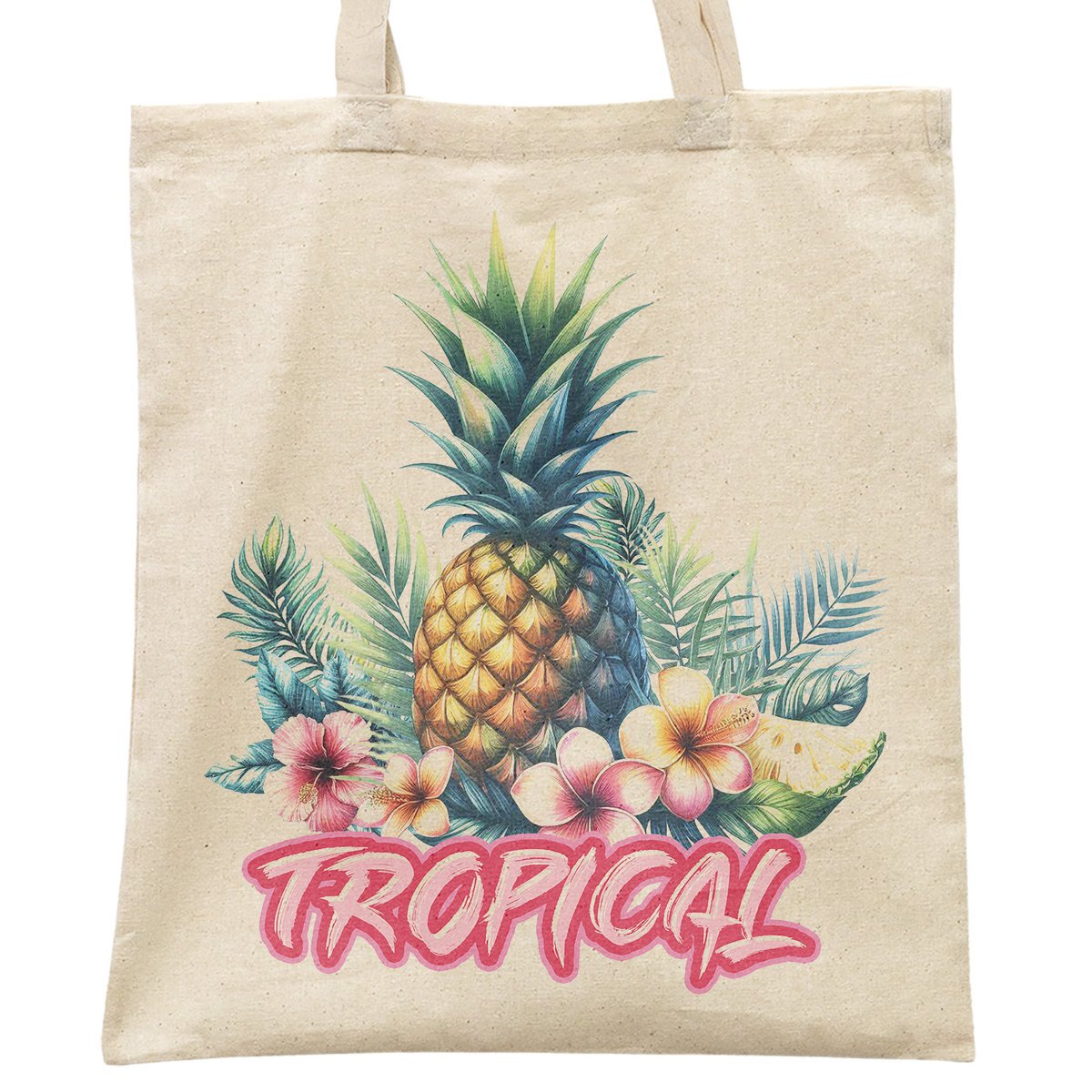 Torba bawełniana na zakupy TROPICAL Egzotyczny Motyw Palma Ananas Kwiaty