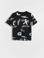 Koszulki dla chłopców - Reserved - T-shirt z nadrukiem - czarny - miniaturka - grafika 1