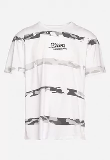 Koszulki męskie - Biała Koszulka w Paski z Minimalistycznym Napisem i Krótkim Rękawem Aolanda - grafika 1