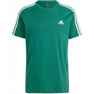 Koszulki męskie - Koszulka męska adidas Essentials Single Jersey 3-Stripes zielona IS1333 M - miniaturka - grafika 1
