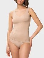 Koszulki i topy damskie - Triumph Top Smart Natural 10213349 Beżowy Slim Fit - miniaturka - grafika 1