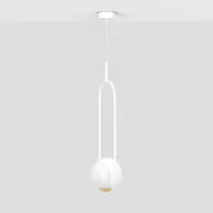 Lampy sufitowe - Biała lampa wisząca ze złotym, ozdobnym elementem K-5300 z serii ARLENA - miniaturka - grafika 1