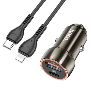 HOCO ładowarka samochodowa Typ C + USB QC 3.0 Power Delivery 20W z kablem do iPhone Lightning 8-pin Z46A szary - Akcesoria do smartwatchy - miniaturka - grafika 1