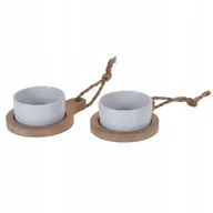 Miski i półmiski - EH Excellent Houseware Zestaw do przekąsek dressingów i przystawek 2 okrągłe porcelanowe miseczki na tackach B078WBN6QS - miniaturka - grafika 1