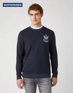 MĘSKA BLUZA WRANGLER GRAPHIC CREW DARK NAVY W6E2HAXAE 112130727 - Wrangler - Bluzy męskie - miniaturka - grafika 1