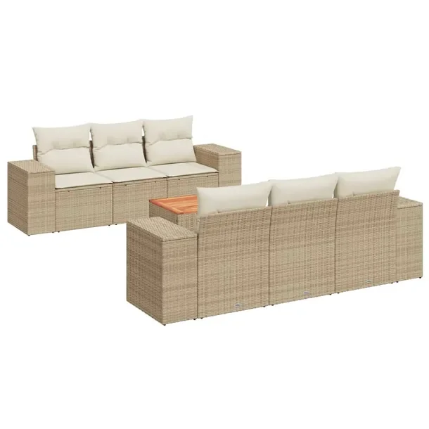 Zestaw mebli ogrodowych modułowych beżowy z poduszkami, rattan PE, 55x62x