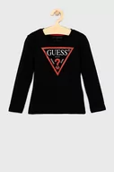 Bluzki dla chłopców - Guess Longsleeve dziecięcy kolor czarny z nadrukiem - miniaturka - grafika 1