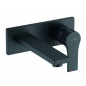 Baterie umywalkowe - KLUDI 482473965 ZENTA SL ścienna bateria umywalkowa, wylewka 180 mm; czarny mat - miniaturka - grafika 1