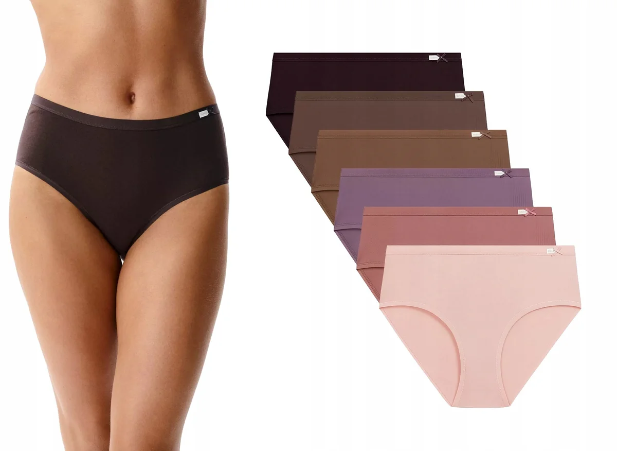 ATLANTIC Figi majtki damskie klasyczne 6CLP-004-BRO/BROC/BROJ 6-PACK XL