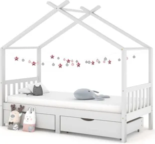 vidaXL Łóżko dziecięce z szufladami białe sosna 90x200 cm - Rama łóżka dziecięcego - Rama łóżka dziecięcego - Ramy łóżek dziecięcych - Łóżko dziecięce - Łóżka dla dzieci i młodzieży - miniaturka - grafika 1