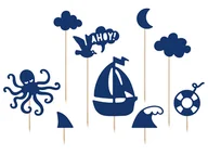 Urodziny dziecka - PartyDeco Dekoracja na tort "Ahoy", 9,5 - 22,5 cm, 9 szt KPT23 - miniaturka - grafika 1
