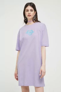 Love Moschino sukienka kolor fioletowy mini oversize - Sukienki - miniaturka - grafika 1