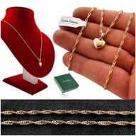 Łańcuszki - Złoty Naszyjnik Serce Serduszko Ze Stali Chirurgiczne Długi Łańcuszek 70Cm - miniaturka - grafika 1