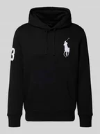 Bluzy męskie - Bluza z kapturem, wyhaftowanym logo i kieszenią kangurką - miniaturka - grafika 1