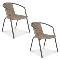 Fotele i krzesła ogrodowe - Zestaw KRZESEŁ Krzesło Ogrodowe SIMPLE Cappucino na Taras Metal Komplet x2 - miniaturka - grafika 1