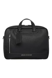 Torby męskie - Armani Exchange Men's Essential, Capri, Double Zip Briefcase, Black, czarny - grafika 1