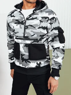 Bluza męska moro z kapturem biała Dstreet BX5655-M - Bluzy męskie - miniaturka - grafika 1