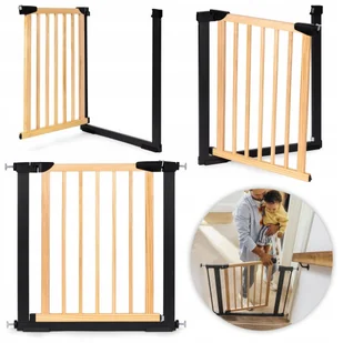 BRAMKA BARIERKA ZABEZPIECZAJĄCA 74-80 CM NA SCHODY I DRZWI METAL DREWNO - Zabezpieczenia dla dzieci - miniaturka - grafika 1