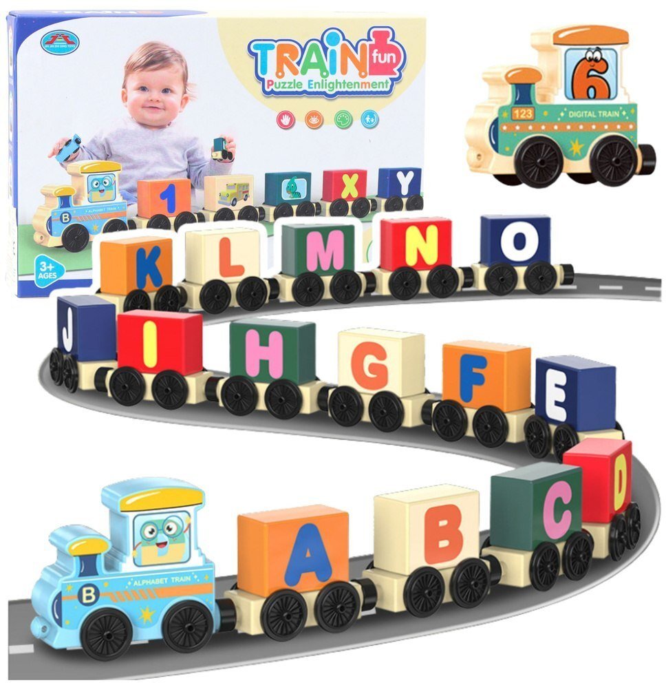 Pociąg Edukacyjny Klocki Do Złożenia Litery Cyfry Kolorowy 16 el.