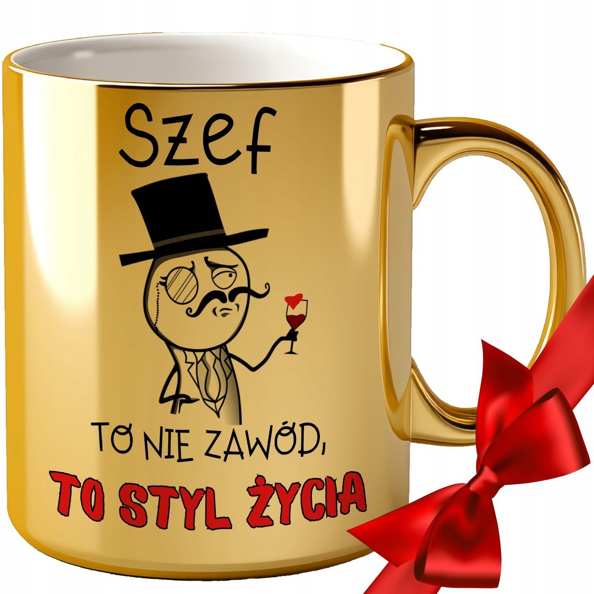 KUBEK ZŁOTY BŁYSZCZĄCY DLA PREZESA SZEFA PREZENT URODZINY IMIENINY 30 40 50