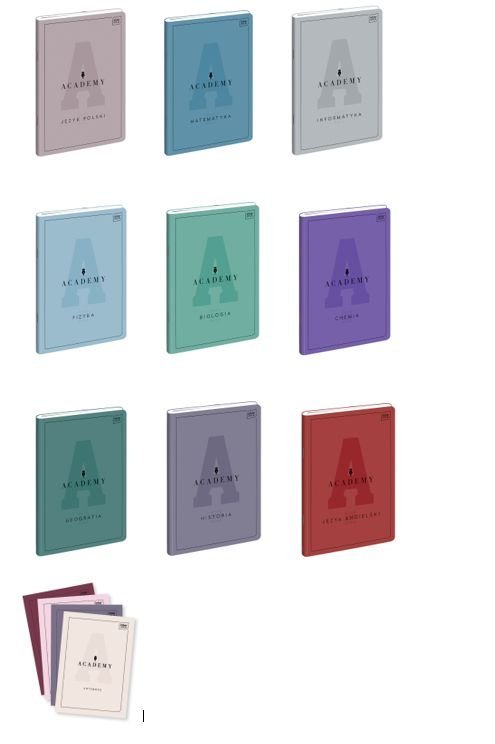 Zeszyt A5, Interdruk, w kratkę/w linie, 60 kartek, 9 sztuk + notesik A6