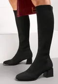 Kozaki damskie - Czarne Kozaki z Elastyczną Cholewką Timerine - Renee - miniaturka - grafika 1