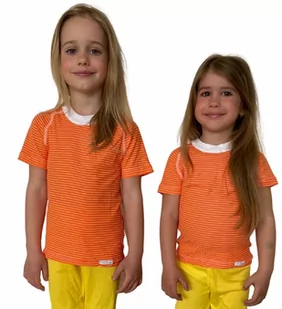 COOL kolorowy T-shirt dziecięca .120 .pomarańczowo-białe paski - Odzież sportowa dziecięca - miniaturka - grafika 1