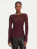 Swetry damskie - Patrizia Pepe Sweter 8K0305/K143-M536 Bordowy Regular Fit - miniaturka - grafika 1