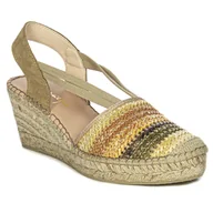 Espadryle damskie - Maciejka Espadryle damskie na koturnie beżowe-36 - miniaturka - grafika 1