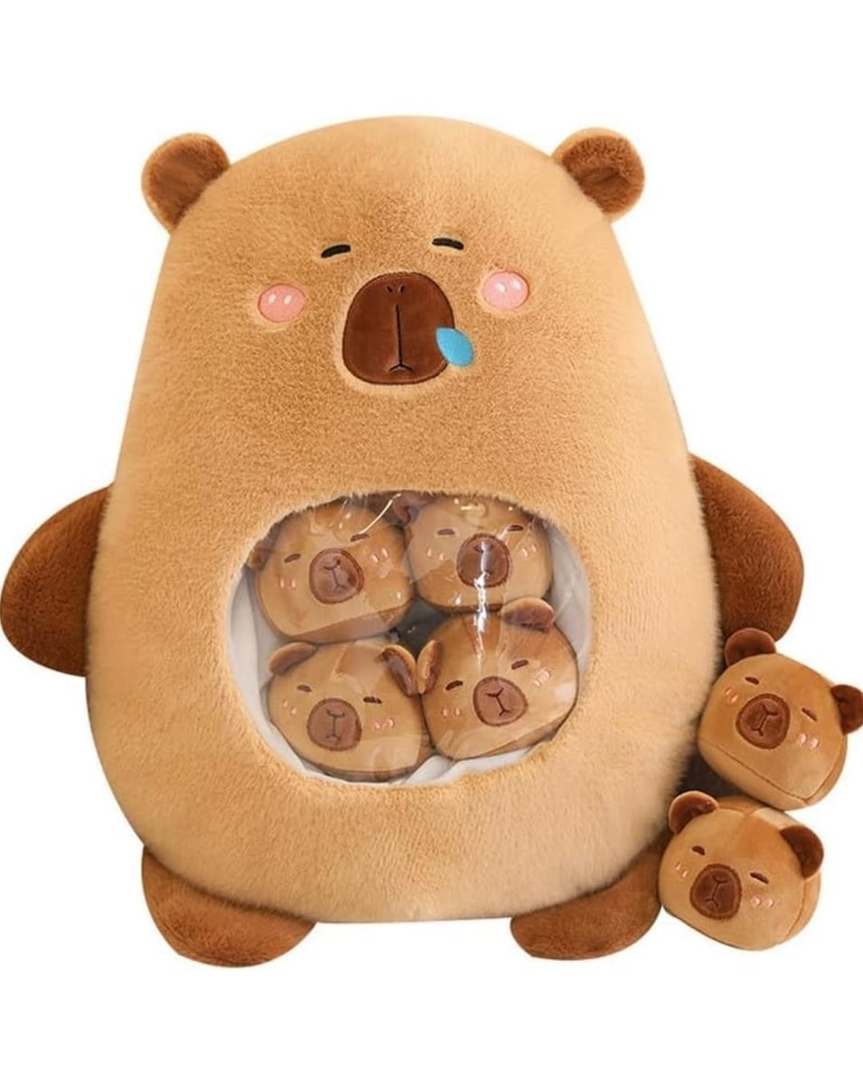 Luksusowa Pluszowa Kapibara z 6 Miniaturowymi Pluszakami