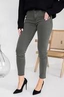 Spodnie damskie - Oliwkowe Spodnie Jeansowe push up GERMEZI - Tono - miniaturka - grafika 1