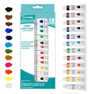 Farby i media malarskie - Farby akrylowe zestaw farb akrylowych 12 szt. x 12 ml farbki do malowania 12x12ml - miniaturka - grafika 1