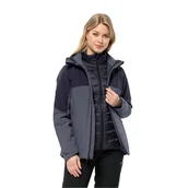 Kurtki damskie - Damska kurtka 3w1 Jack Wolfskin FELDBERG 3IN1 JKT W dolphin - XS - miniaturka - grafika 1