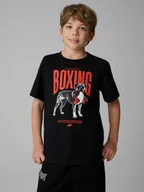 Koszulki dla chłopców - 4F T-shirt regular z nadrukiem chłopięcy - czarny 158 (12-13 lat) - miniaturka - grafika 1