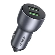Ładowarki samochodowe - Ugreen szybka ładowarka samochodowa 2x USB 36W Quick Charge SCP FCP AFC szary (CD213 10144) - miniaturka - grafika 1