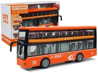 Samochody i pojazdy dla dzieci - LEANToys Autobus Dwupiętrowy z Napędem Frykcyjnym Dźwięk Światła 1:16 Pomarańczowy - miniaturka - grafika 1