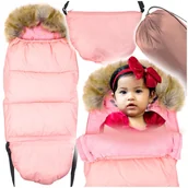 Śpiworki dla dzieci - Śpiworek z futerkiem do wózka różowy + torba + pokrowiec STARKY - miniaturka - grafika 1