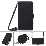 Etui i futerały do telefonów - Foxdock Kompatybilny z Realme Note 60 4G Pełna ochrona Miękkie etui na telefon z klapką ze skóry PU z uchwytem na karty i długim paskiem Czarny - miniaturka - grafika 1