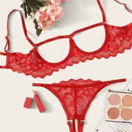 Komplety bielizny - Komplet bielizny z wycięciem - Czerwony S - miniaturka - grafika 1