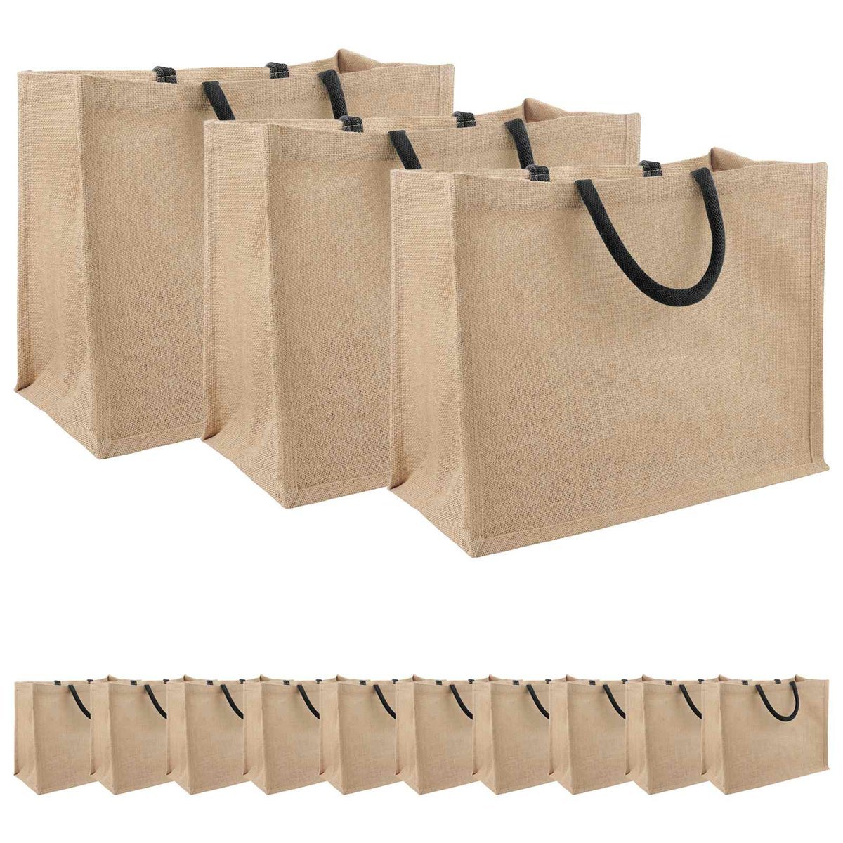 vidaXL Torebki jutowe 50 pcs Naturalny i czarny 42 x 33 x 19 cm