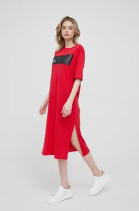 Emporio Armani sukienka bawełniana kolor czerwony mini prosta - Sukienki - miniaturka - grafika 1