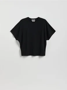 Reserved - T-shirt oversize z Modalem - czarny - Koszulki i topy damskie - miniaturka - grafika 1